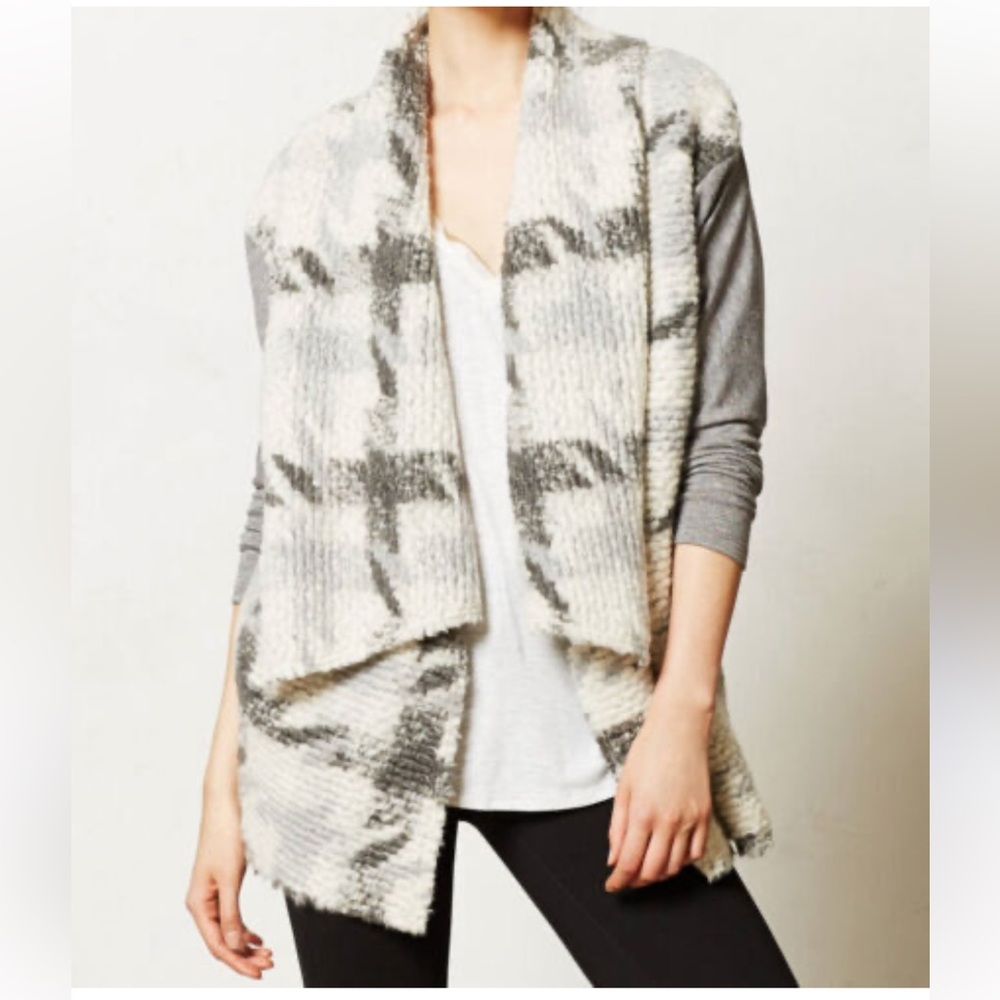 Anthropolgie Dolan Gray & White Wool-Mohair Blend Cardigan T-Shirt Size Large
